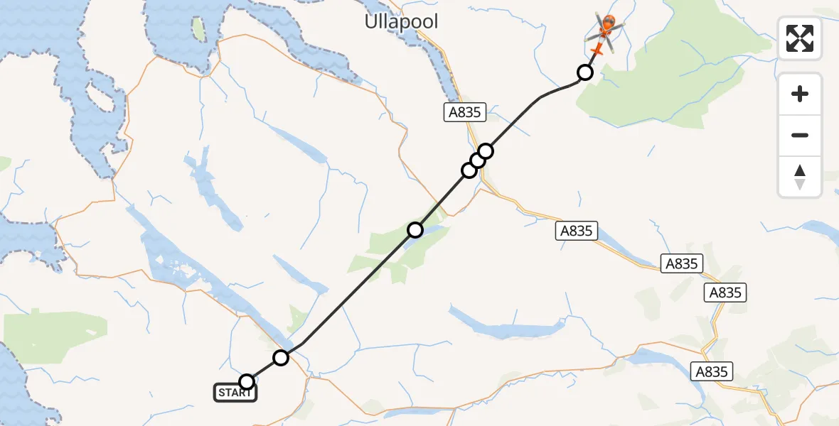 Flight route Coastguard Helicopter Coire nan Clach - Strath Mulzie, 25 August 2026, 14:21