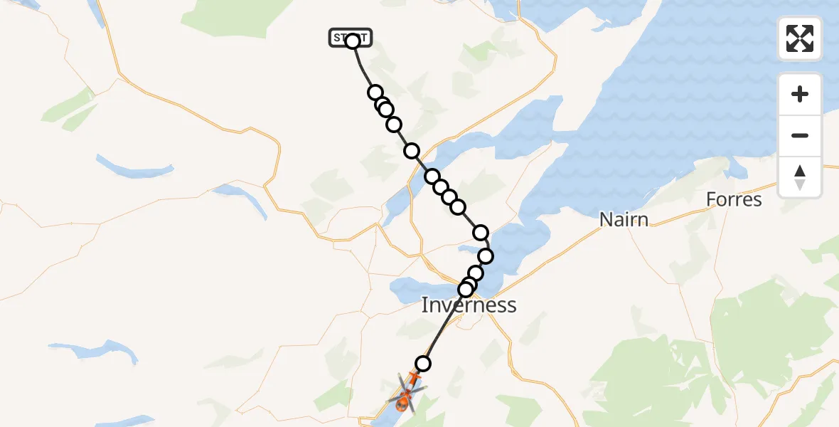 Flight route Coastguard Helicopter Lochan-a'-Chairn - Loch Ness, 25 August 2026, 14:56