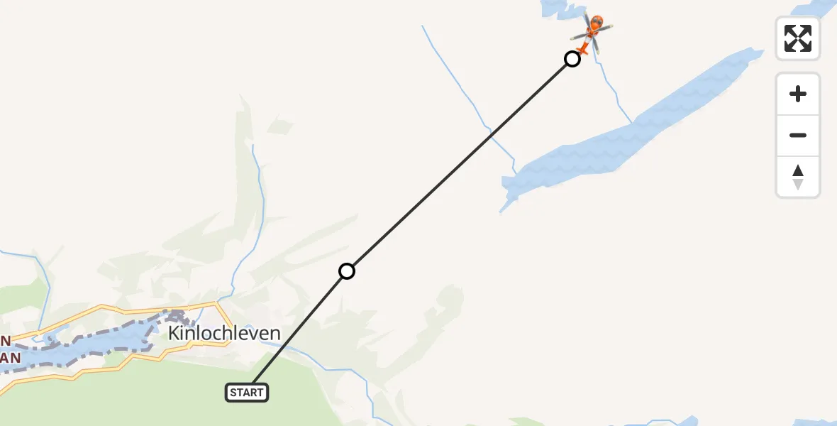 Flight route Coastguard Helicopter Kinlochleven - Leachd an Uillt Riabhaich, 25 August 2026, 16:36