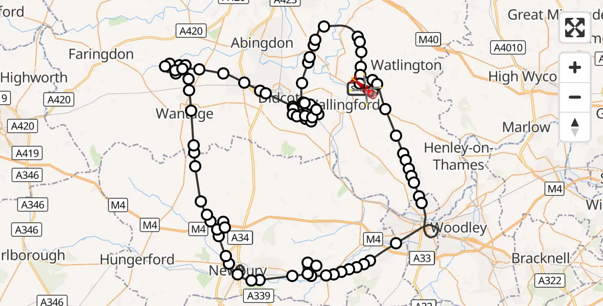 Flight route Air Ambulance Helicopter RAF Benson - RAF Benson, 25 August 2026, 17:43