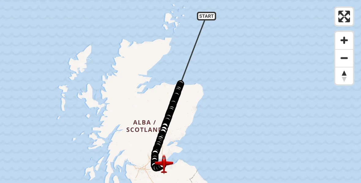 Flight route Air Ambulance Aircraft North Sea - Edinburgh Airport, 25 August 2026, 20:25