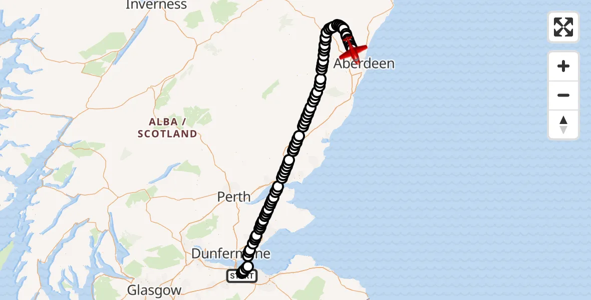 Flight route Air Ambulance Aircraft Edinburgh Airport - Dyce, 26 August 2026, 00:21