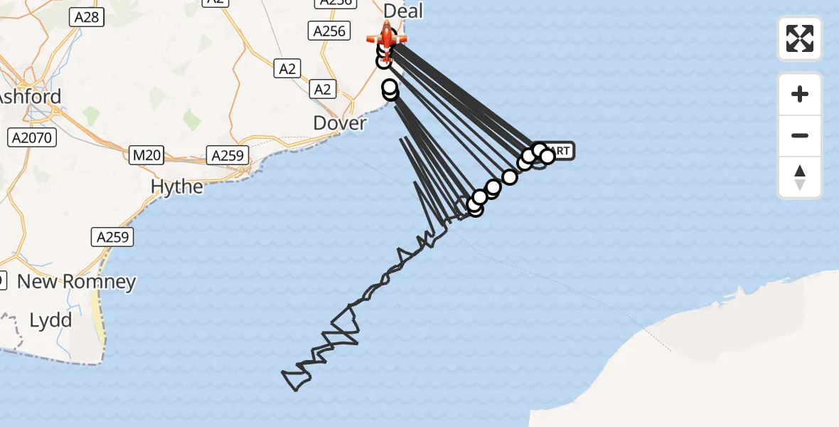 Flight route Coastguard Drone North Sea - Dover, 26 August 2026, 07:18