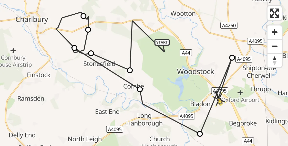 Flight route Police Helicopter West Oxfordshire - Kidlington, 26 August 2026, 08:34