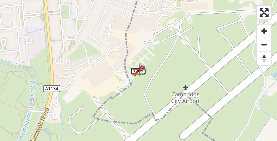 Flight route Air Ambulance Helicopter Cambridge City Airport - Cambridge City Airport, 26 August 2026, 10:46