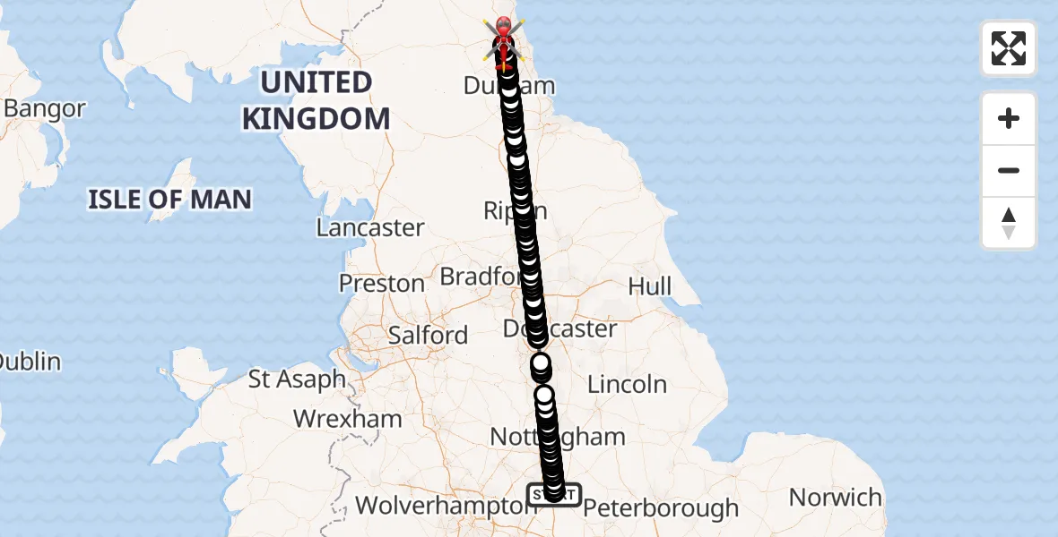 Flight route Air Ambulance Helicopter New Parks - Newcastle Royal Victoria Infirmary, 26 August 2026, 13:29
