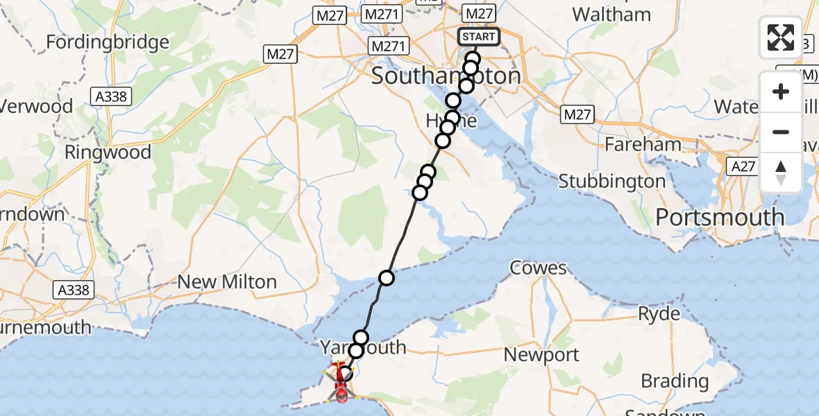 Flight route Air Ambulance Helicopter Midanbury - Easton, 26 August 2026, 13:40