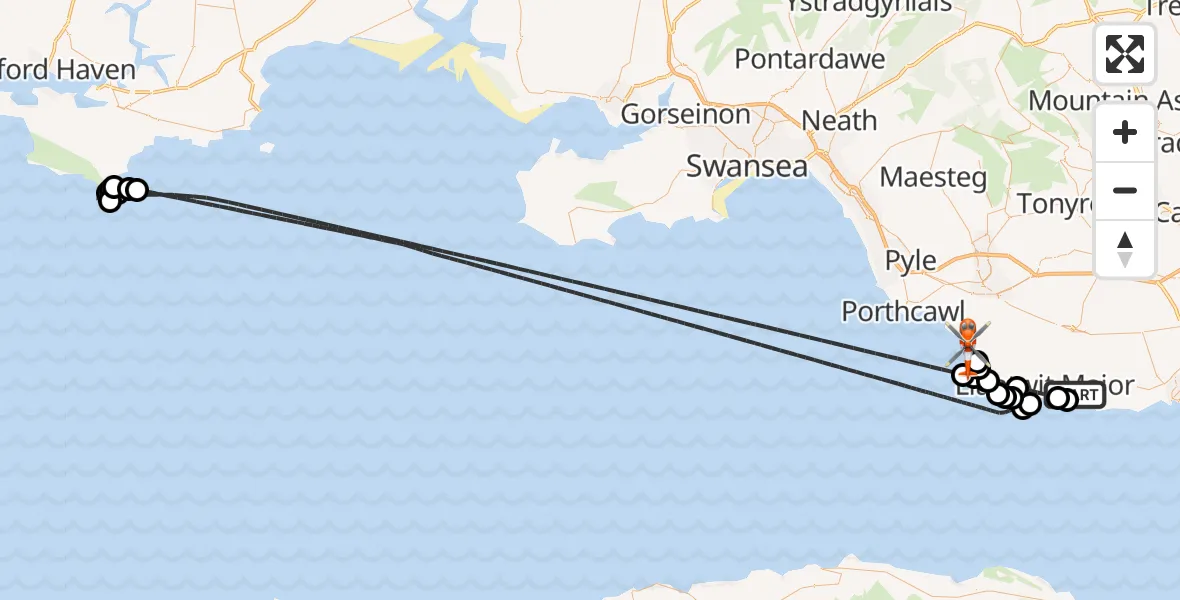 Flight route Coastguard Helicopter MOD St Athan - Southerndown, 26 August 2026, 14:59