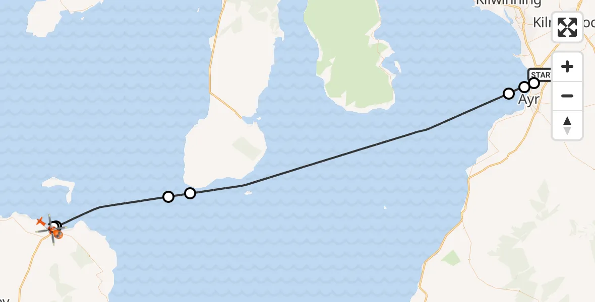 Flight route Coastguard Helicopter Glasgow Prestwick Airport - Ballycastle, 26 August 2026, 16:01
