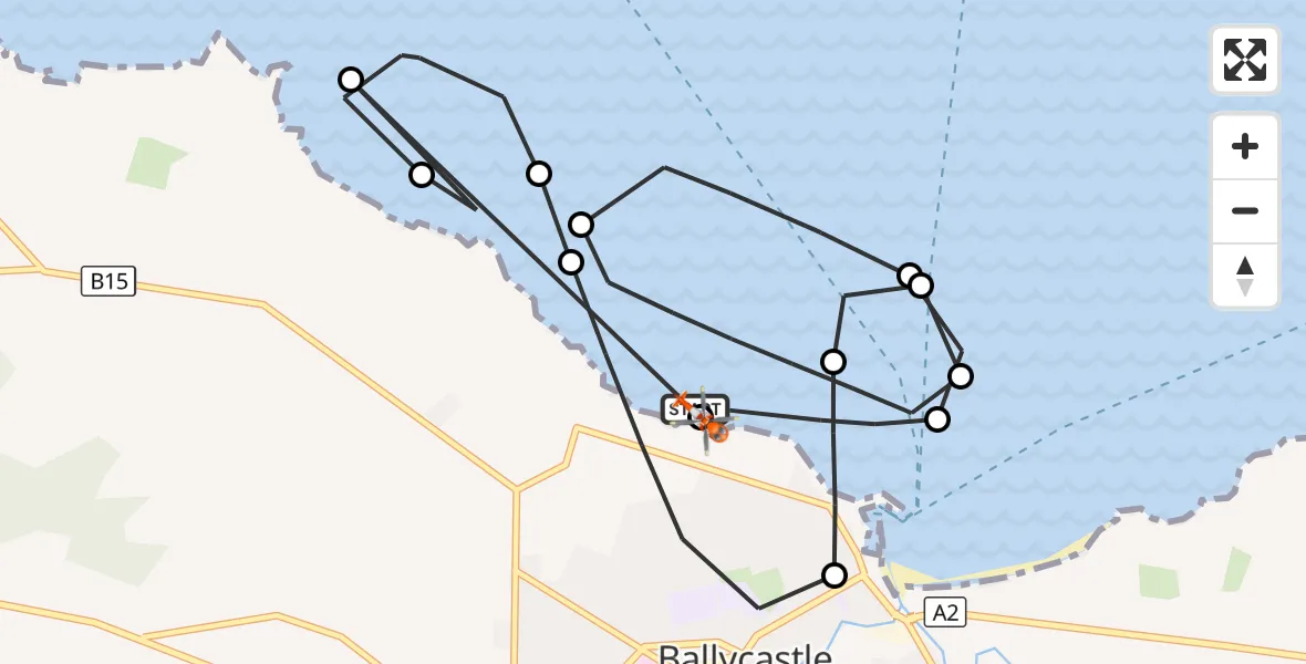 Flight route Coastguard Helicopter Ballycastle - Ballycastle, 26 August 2026, 16:45