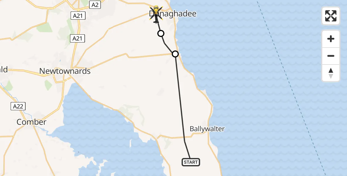 Flight route Police Helicopter Ards and North Down District Council - Donaghadee, 26 August 2026, 18:03