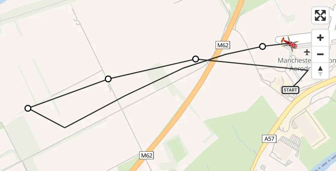 Flight route Air Ambulance Helicopter Manchester Barton Aerodrome - Manchester Barton Aerodrome, 27 August 2026, 08:04