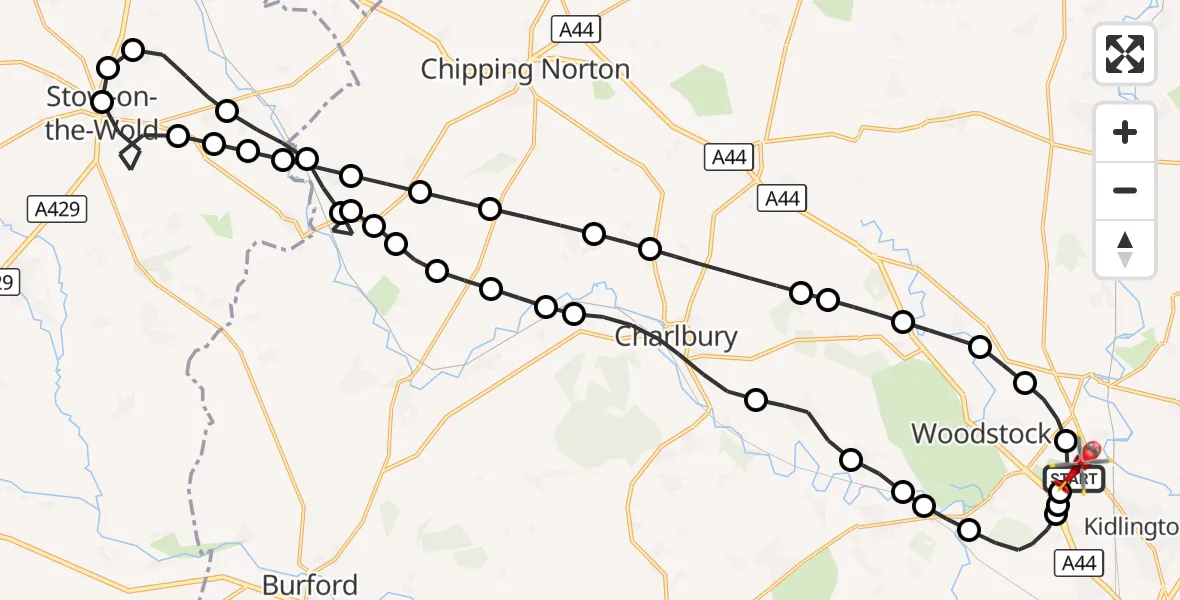 Flight route Air Ambulance Helicopter London Oxford Airport - London Oxford Airport, 27 August 2026, 08:19