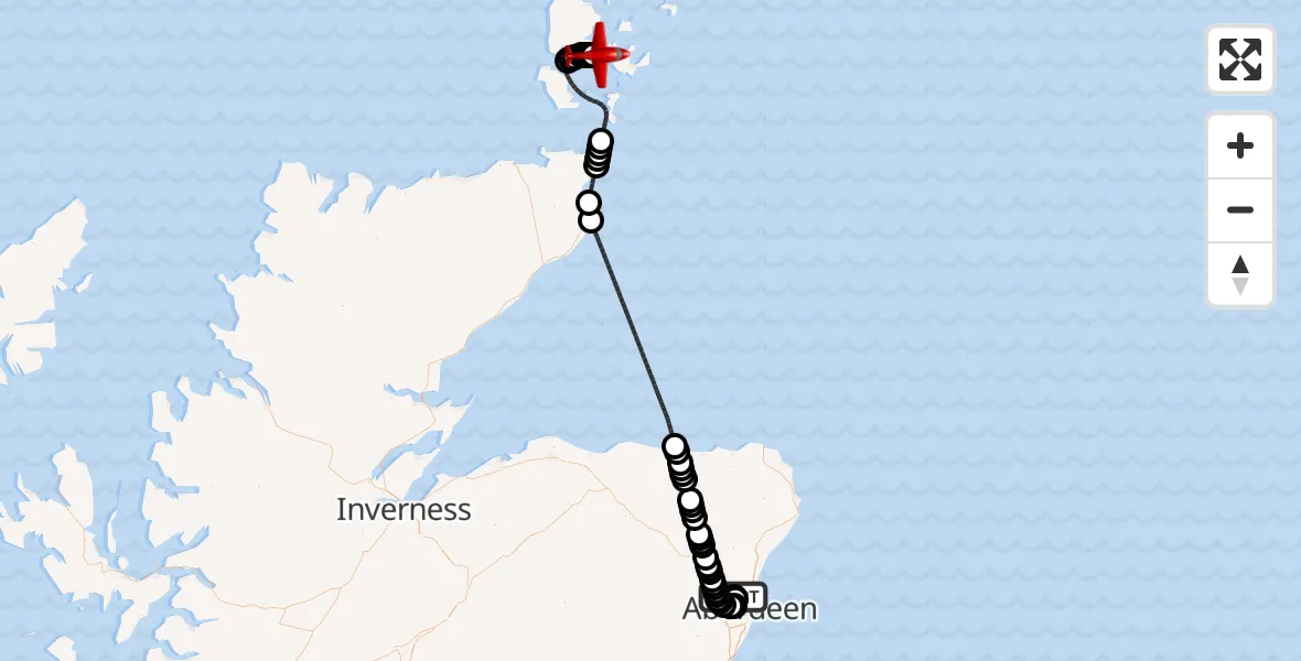 Flight route Air Ambulance Aircraft Aberdeen International Airport - Greenigoe, 27 August 2026, 10:15