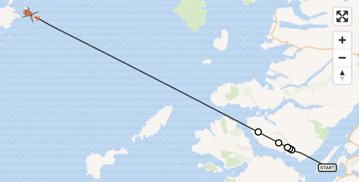 Flight route Coastguard Helicopter Inner Seas - Inner Seas, 27 August 2026, 10:24
