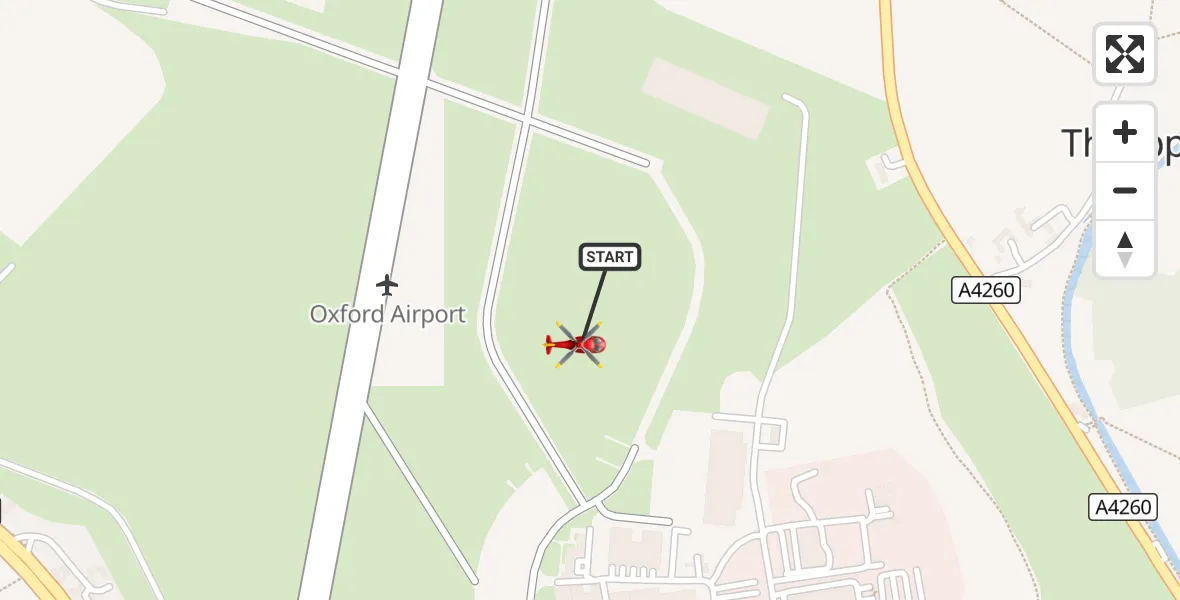 Flight route Air Ambulance Helicopter London Oxford Airport - London Oxford Airport, 27 August 2026, 10:29
