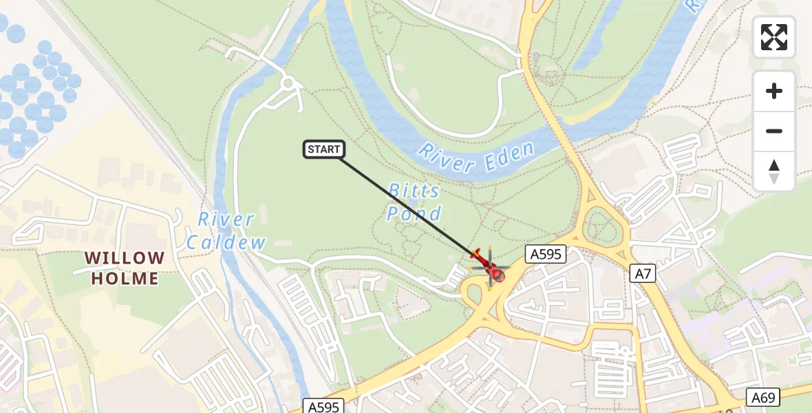 Flight route Air Ambulance Helicopter Carlisle - Carlisle, 27 August 2026, 16:05