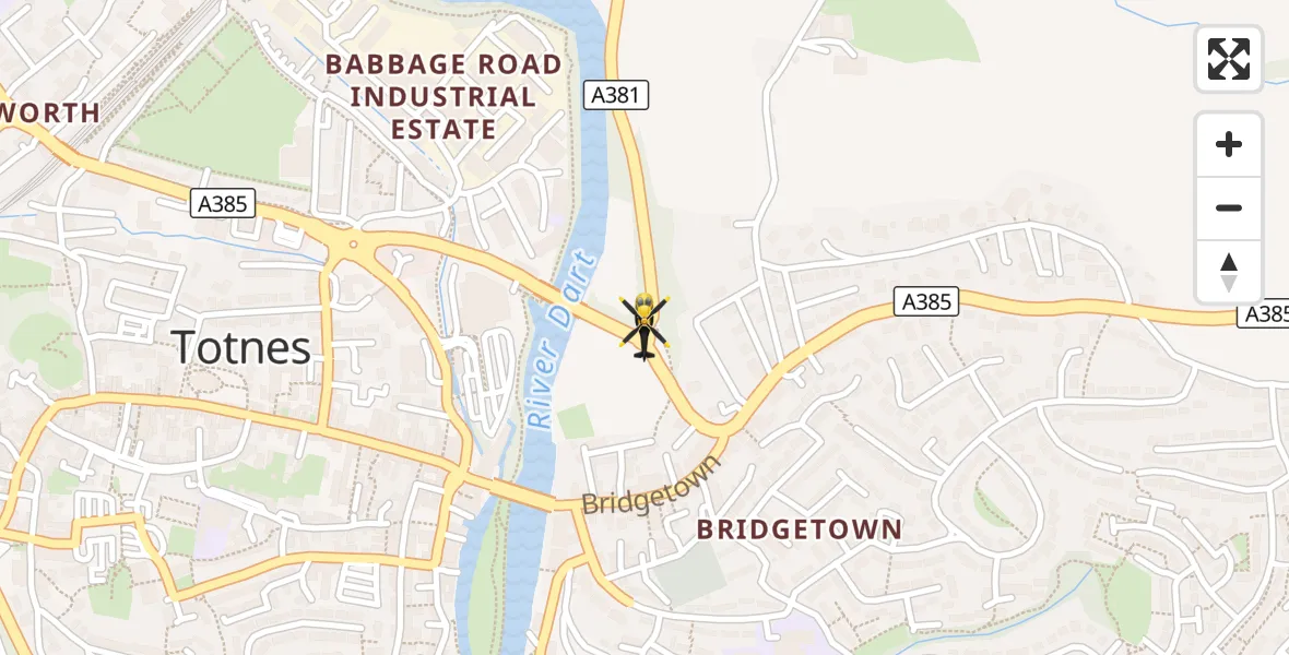 Flight route Police Helicopter Totnes - Totnes, 27 August 2026, 17:04