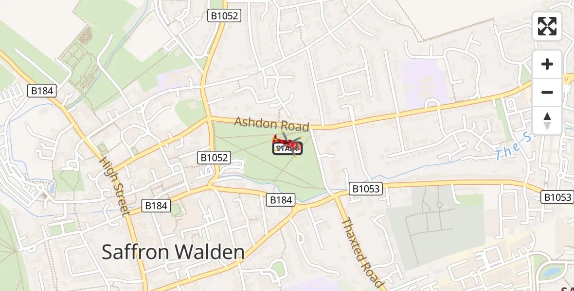 Flight route Air Ambulance Helicopter Saffron Walden - Saffron Walden, 27 August 2026, 17:39
