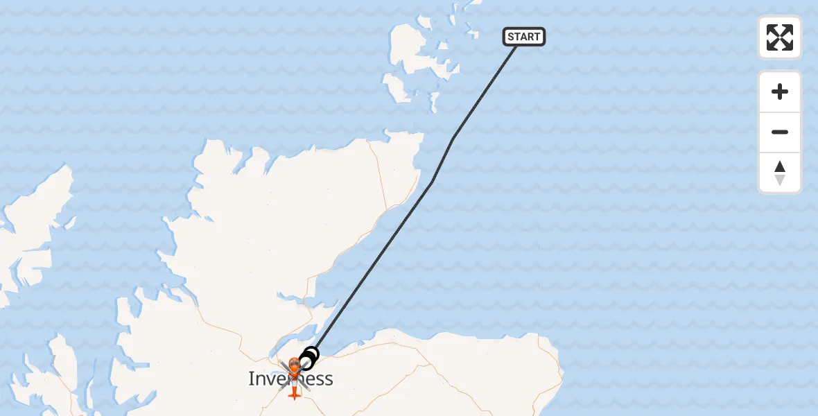 Flight route Coastguard Helicopter North Sea - Inverness, 27 August 2026, 19:04