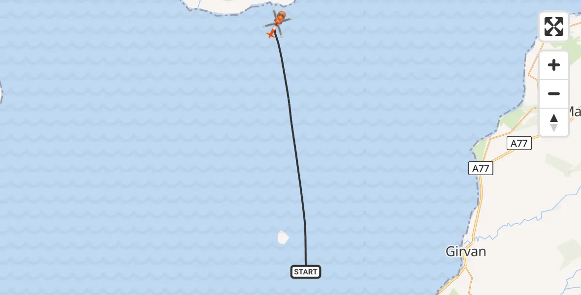 Flight route Coastguard Helicopter Inner Seas - Inner Seas, 27 August 2026, 20:22