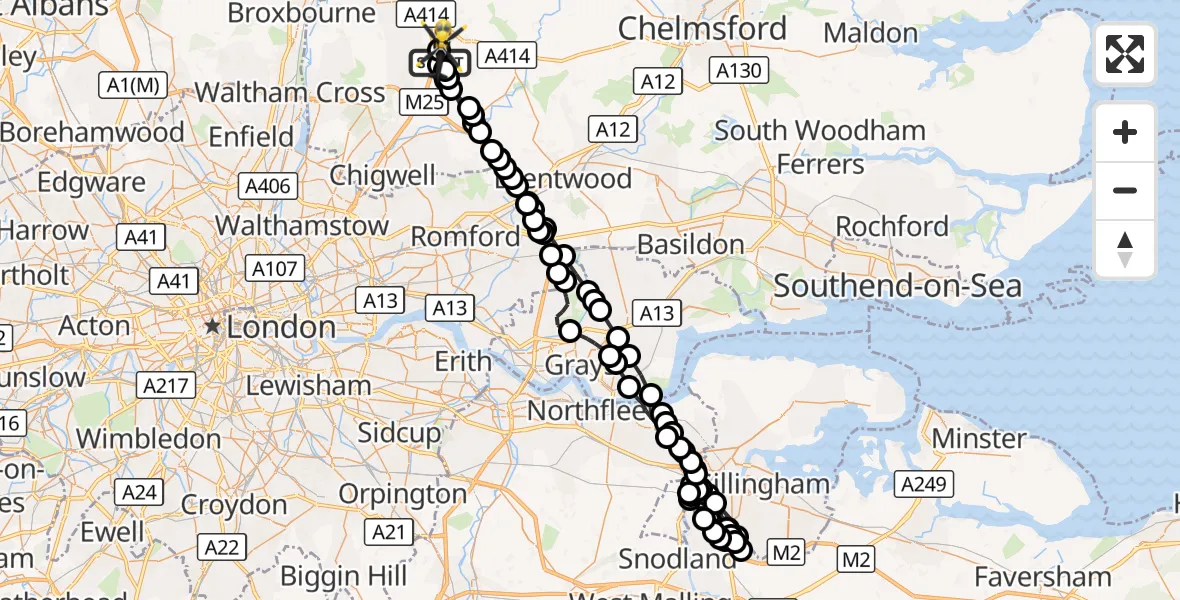 Flight route Police Helicopter North Weald Airfield - North Weald Airfield, 27 August 2026, 21:55
