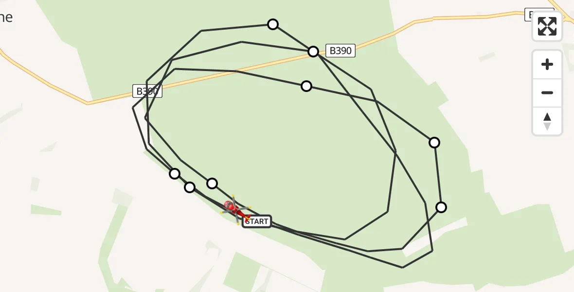 Flight route Air Ambulance Helicopter Shrewton - Shrewton, 28 August 2026, 08:22