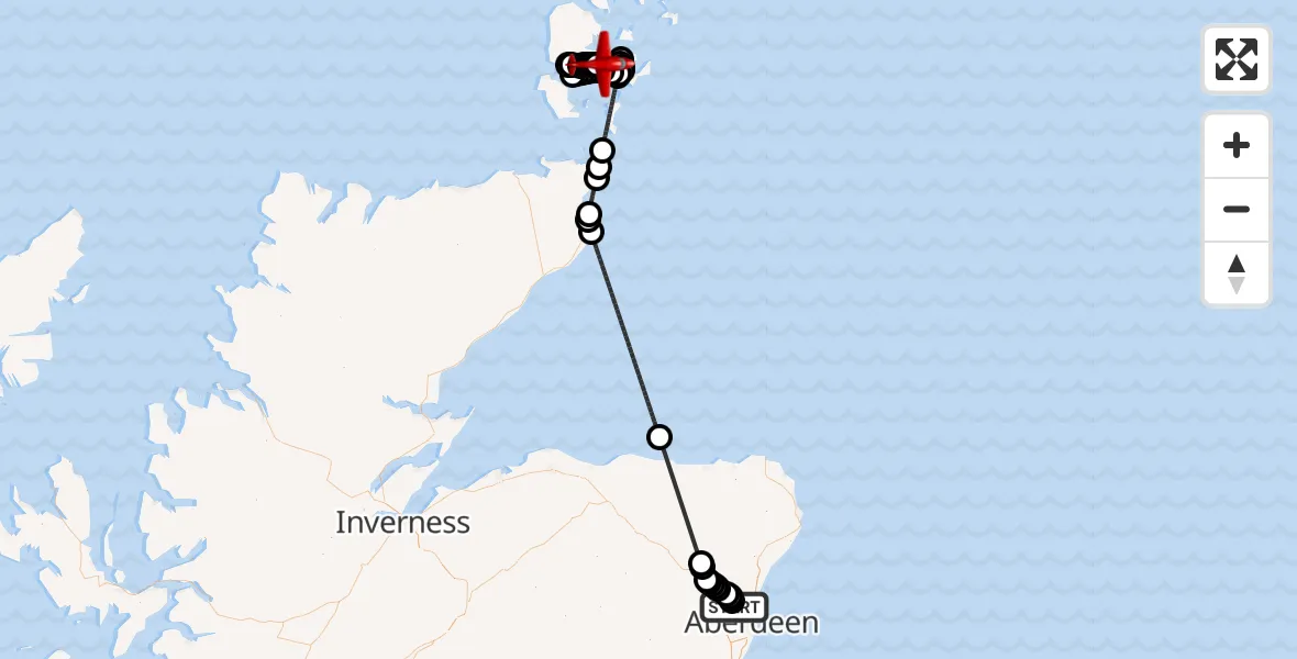 Flight route Air Ambulance Aircraft Aberdeen International Airport - Kirkwall, 28 August 2026, 08:31