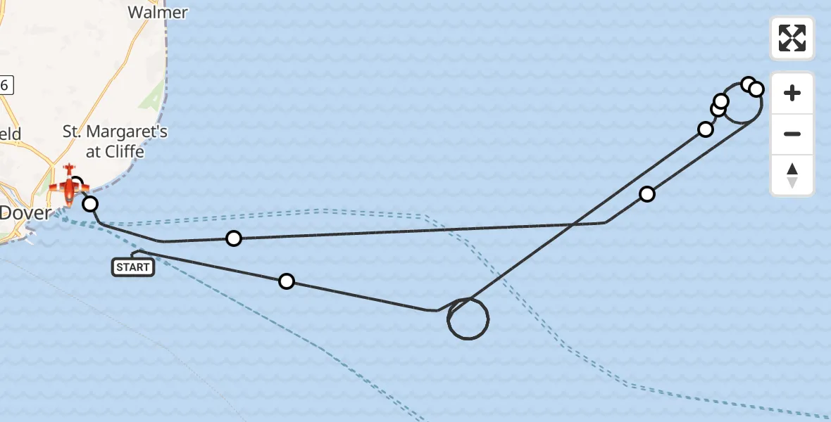 Flight route Coastguard Drone English Channel - Swingate Airfield, 28 August 2026, 08:42