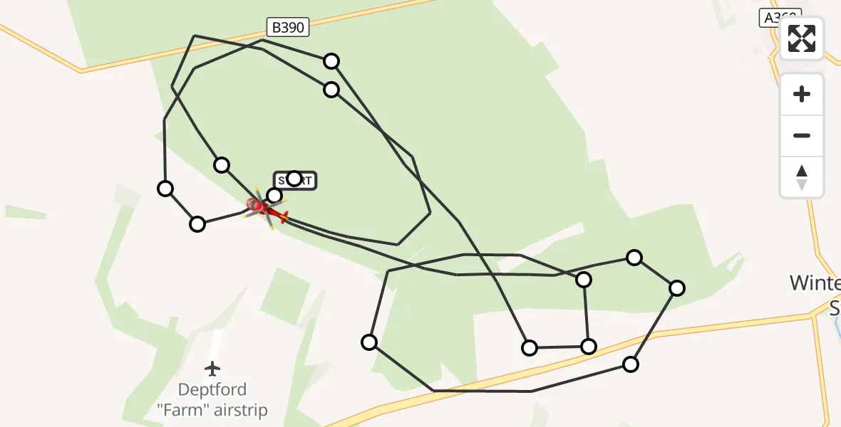 Flight route Air Ambulance Helicopter Shrewton - Shrewton, 28 August 2026, 08:45