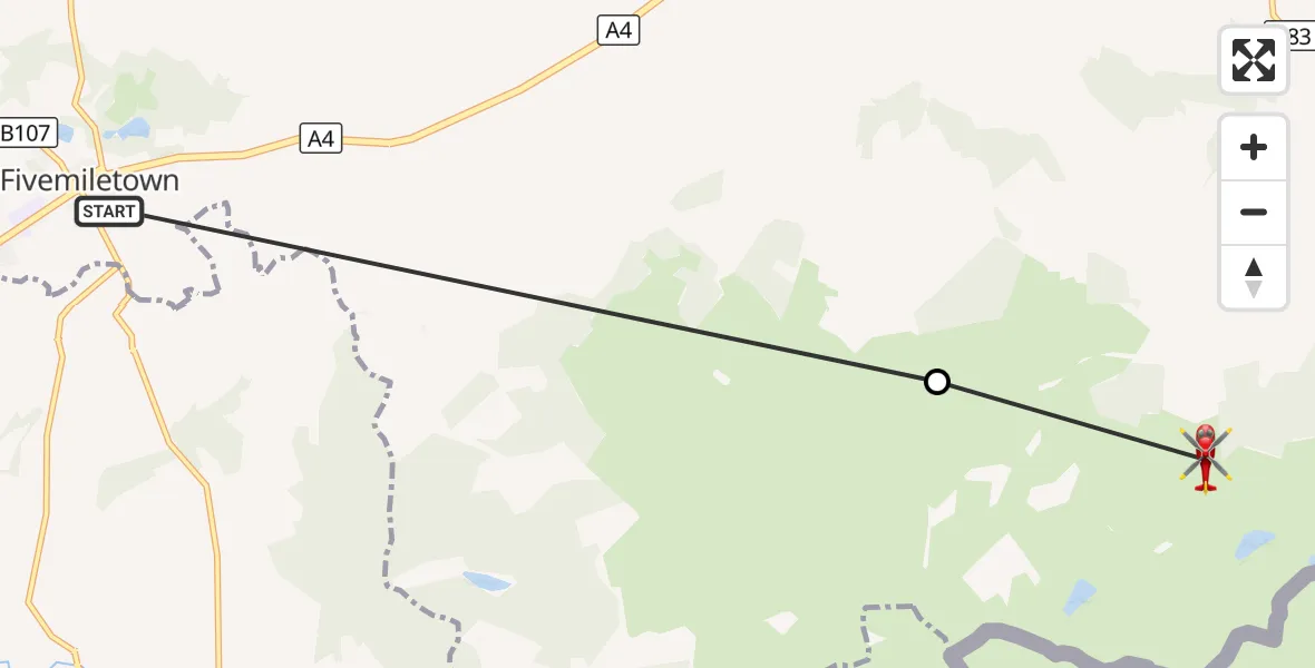 Flight route Air Ambulance Helicopter Fivemiletown - Mid-Ulster District Council, 28 August 2026, 08:59