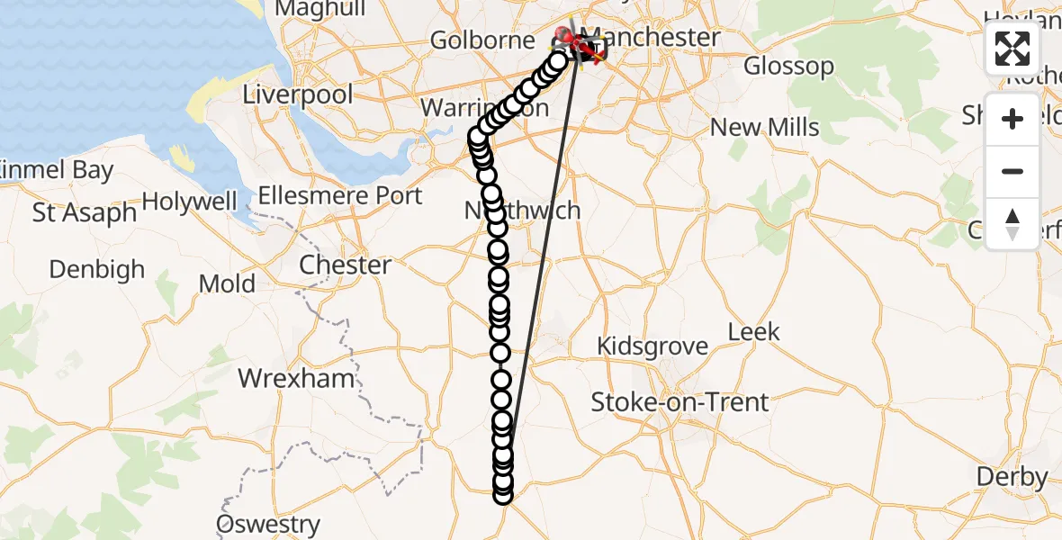 Flight route Air Ambulance Helicopter Manchester Barton Aerodrome - Manchester Barton Aerodrome, 28 August 2026, 12:46