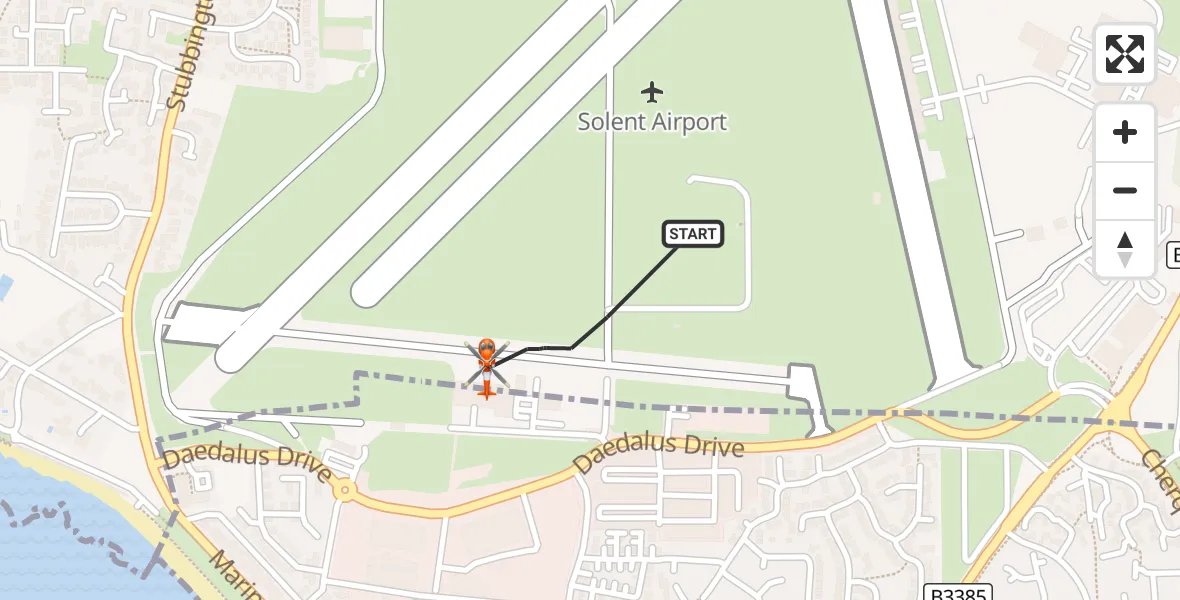 Flight route Coastguard Helicopter Solent Airport - Solent Airport, 28 August 2026, 16:41