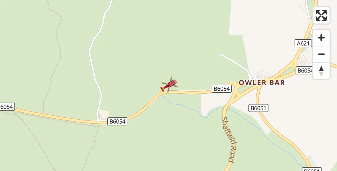 Flight route Air Ambulance Helicopter North East Derbyshire - North East Derbyshire, 28 August 2026, 18:26