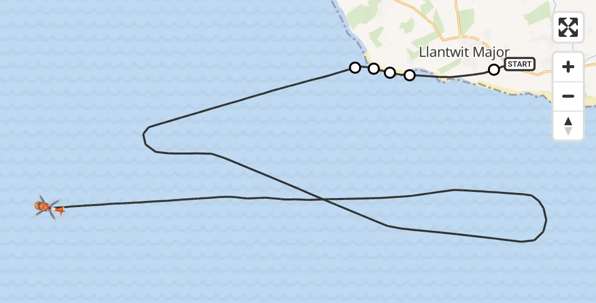 Flight route Coastguard Helicopter MOD St Athan - Bristol Channel, 28 August 2026, 19:11