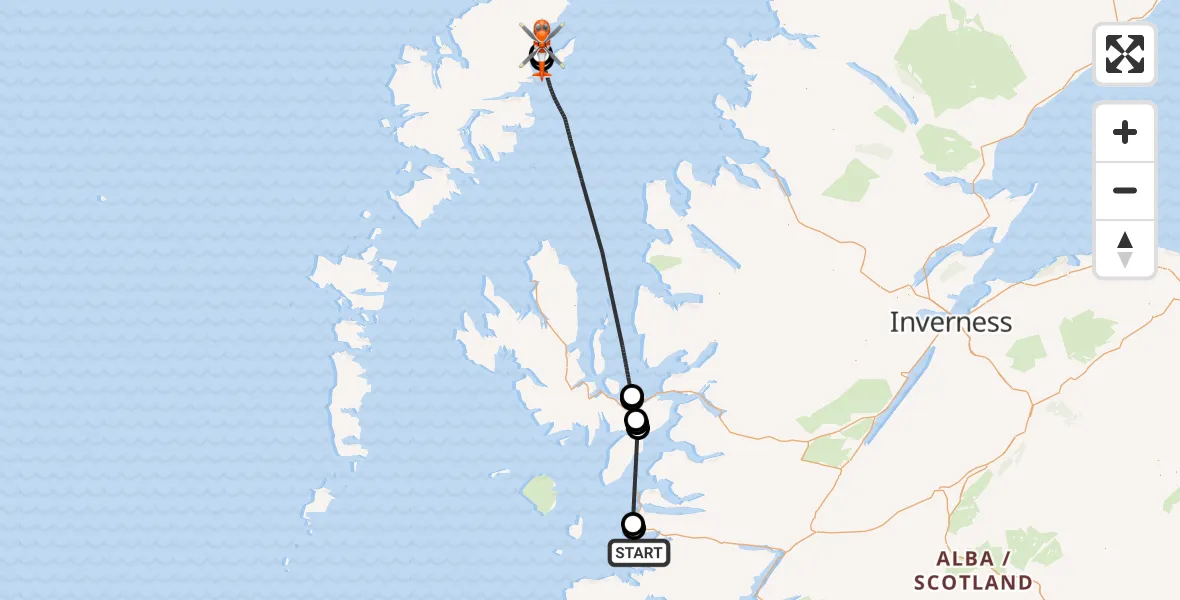 Flight route Coastguard Helicopter Inner Seas - Stornoway Airport, 28 August 2026, 19:21