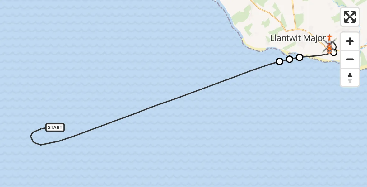 Flight route Coastguard Helicopter Bristol Channel - MOD St Athan, 28 August 2026, 20:08