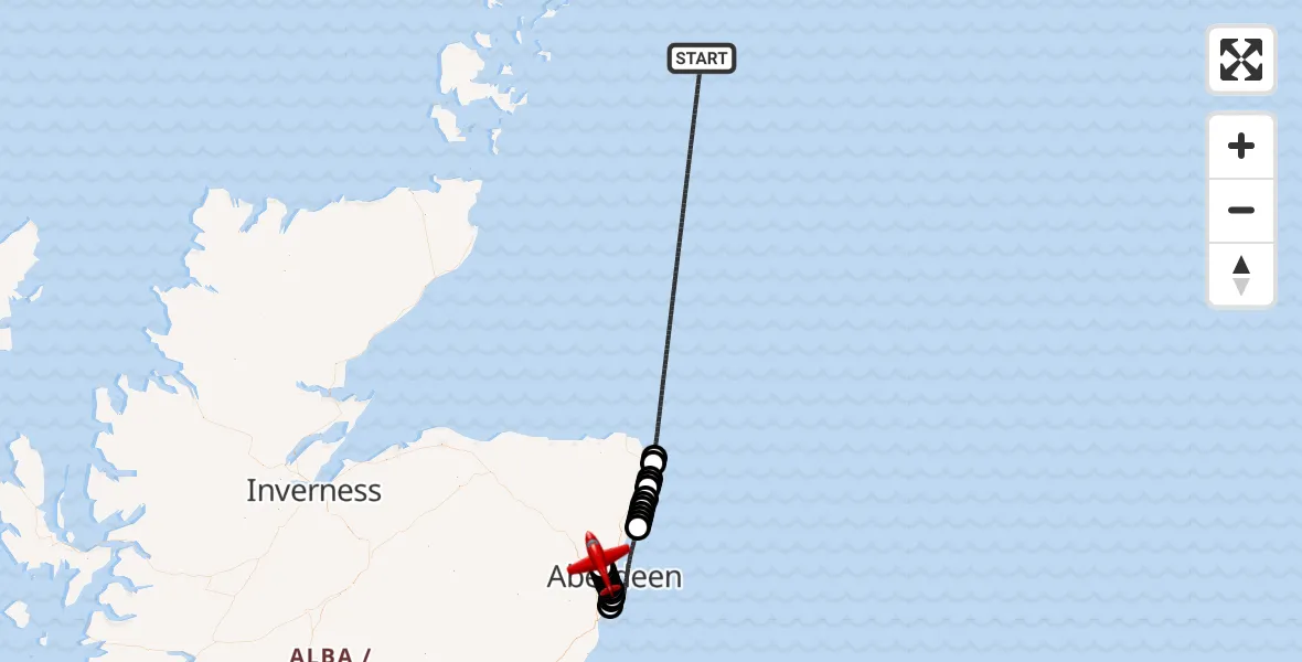 Flight route Air Ambulance Aircraft North Sea - Aberdeen International Airport, 29 August 2026, 11:20