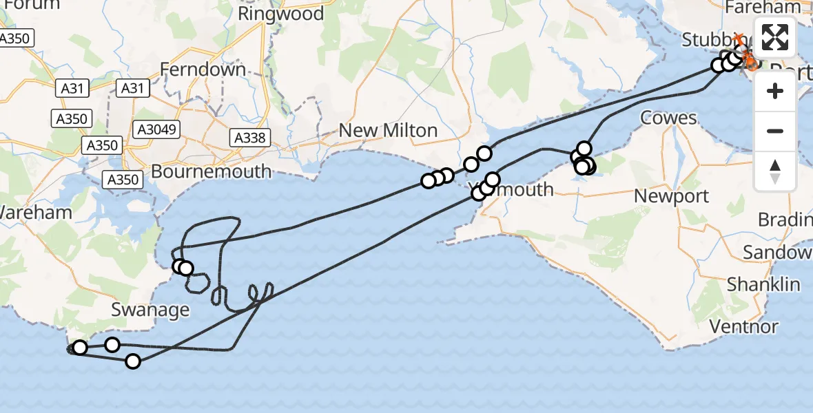 Flight route Coastguard Helicopter Solent Airport - Solent Airport, 29 August 2026, 12:57