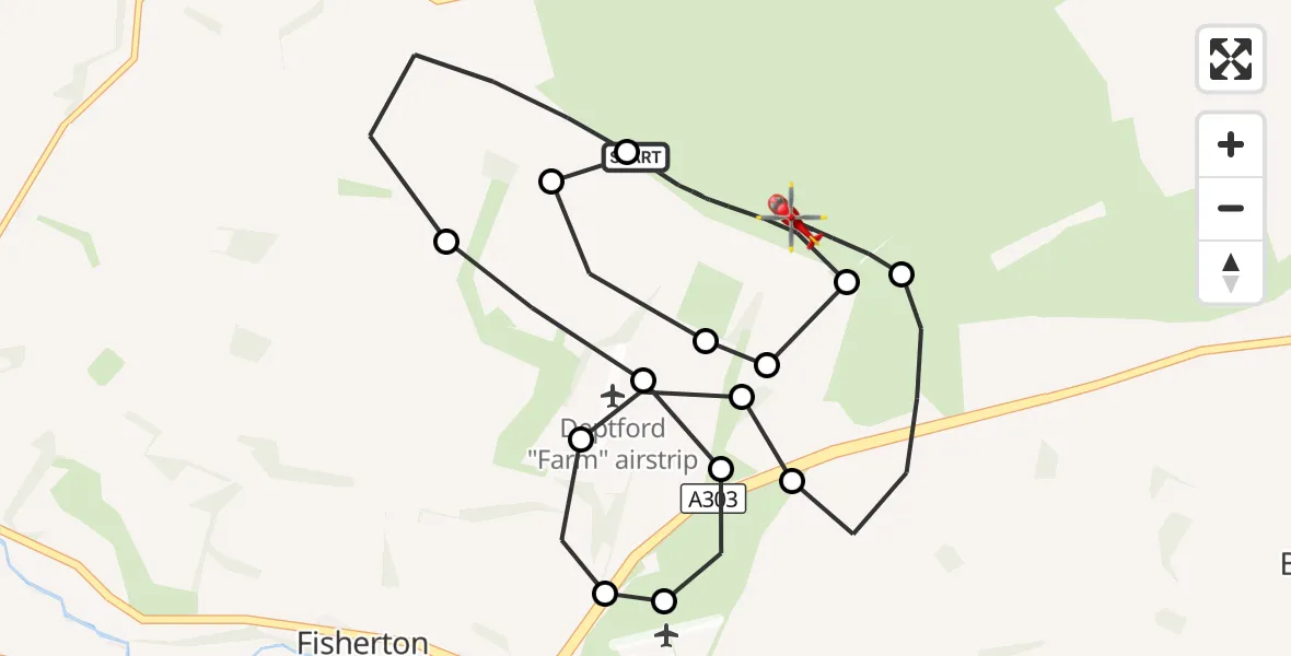 Flight route Air Ambulance Helicopter Shrewton - Shrewton, 29 August 2026, 15:10