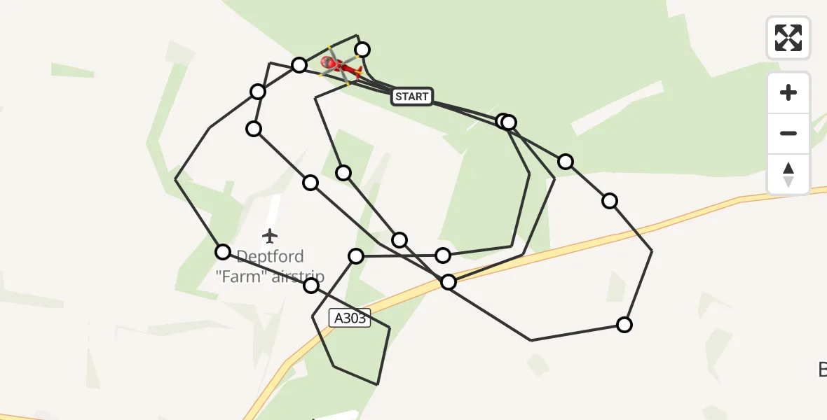 Flight route Air Ambulance Helicopter Shrewton - Shrewton, 29 August 2026, 15:26