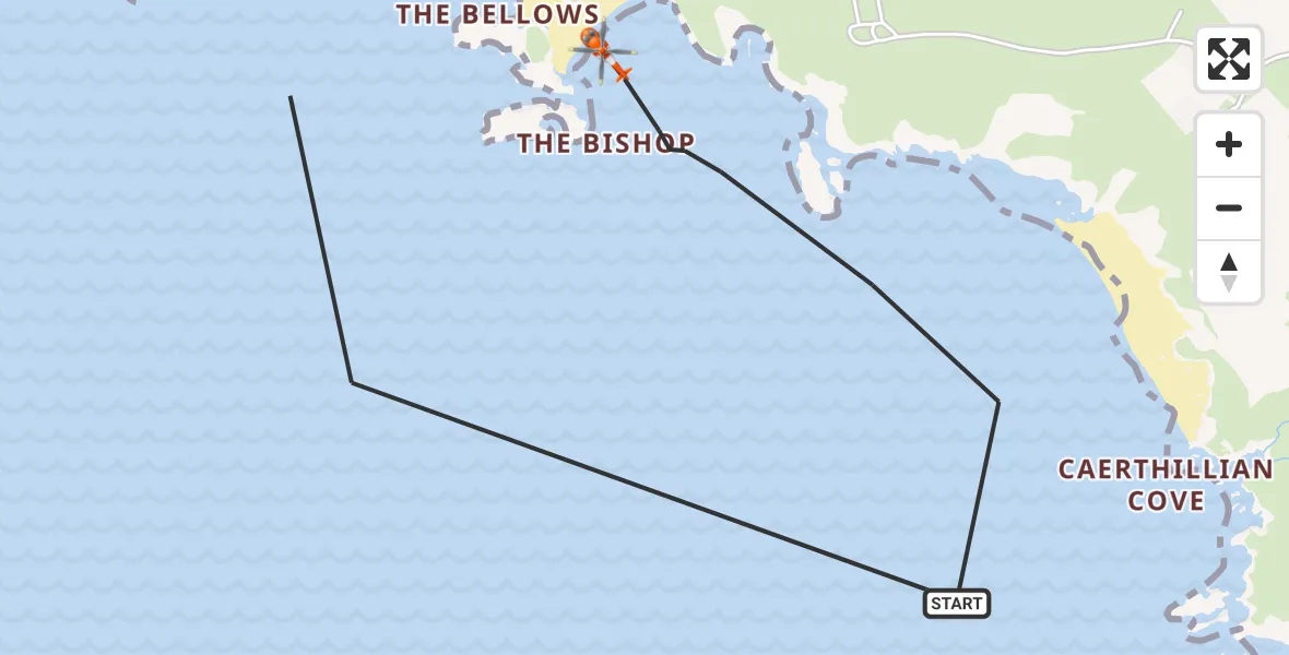Flight route Coastguard Helicopter Lizard - Lizard, 29 August 2026, 15:39