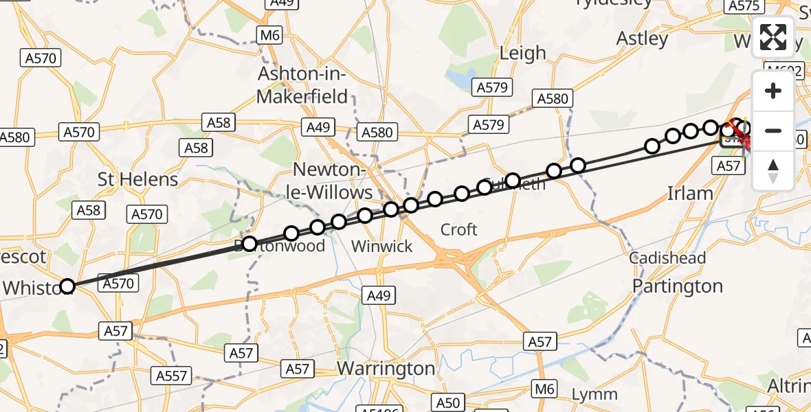 Flight route Air Ambulance Helicopter Manchester Barton Aerodrome - Manchester Barton Aerodrome, 29 August 2026, 16:25
