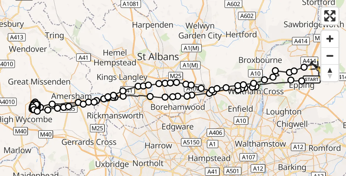 Flight route Police Helicopter North Weald Bassett - North Weald Bassett, 29 August 2026, 17:16