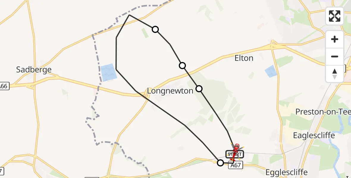 Flight route Air Ambulance Helicopter Egglescliffe - Egglescliffe, 29 August 2026, 18:12
