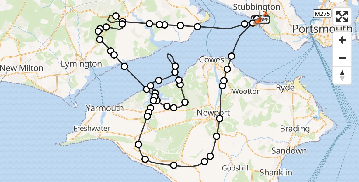 Flight route Coastguard Helicopter Solent Airport - Solent Airport, 29 August 2026, 18:16