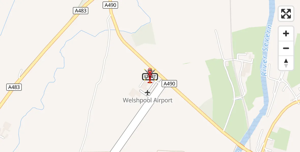 Flight route Air Ambulance Helicopter Welshpool Airport - Welshpool Airport, 29 August 2026, 18:27