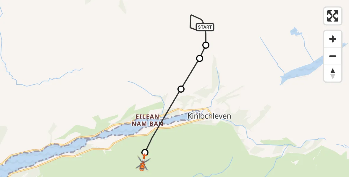 Flight route Coastguard Helicopter Coire a' Chairn - Stob Coire Sgoilte, 29 August 2026, 19:57