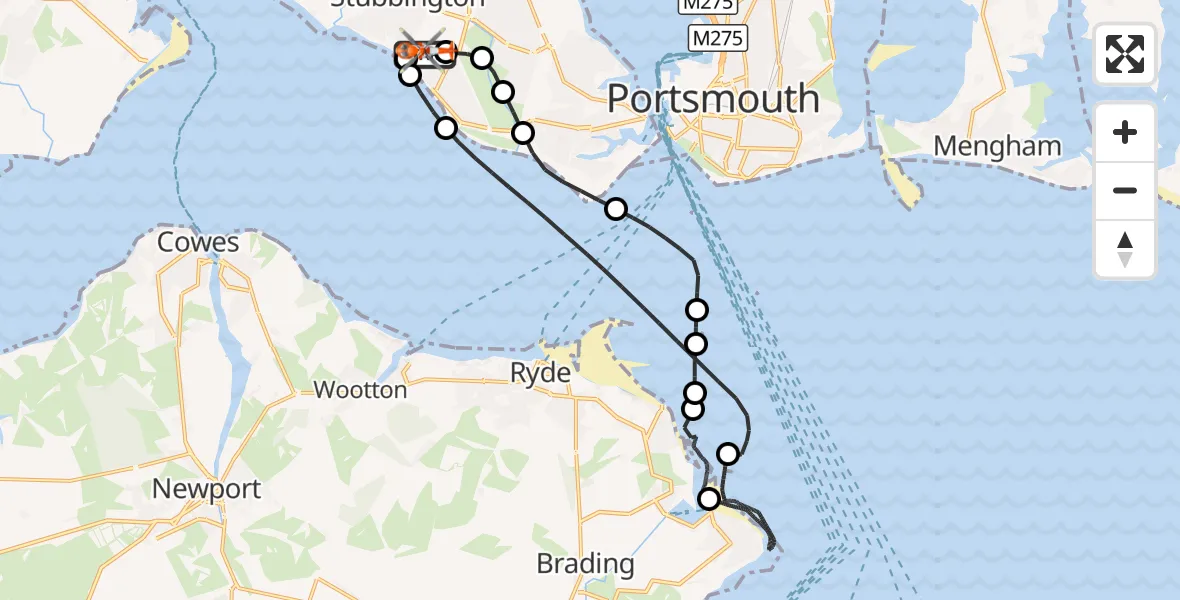 Flight route Coastguard Helicopter Solent Airport - Solent Airport, 29 August 2026, 23:58
