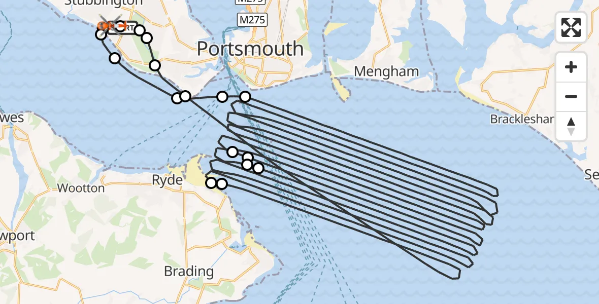 Flight route Coastguard Helicopter Solent Airport - Solent Airport, 30 August 2026, 01:33